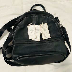 Black Leather Women's Backpack